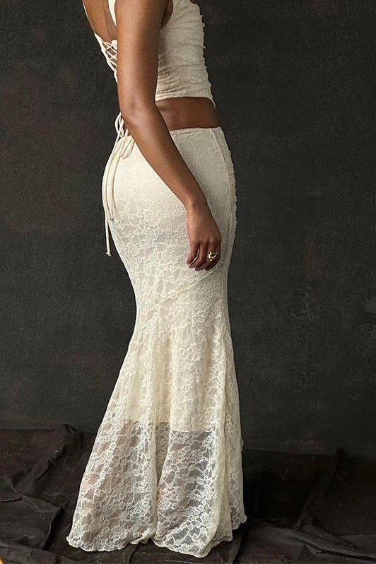 two-piece lace fishtail skirt dress - Image 5