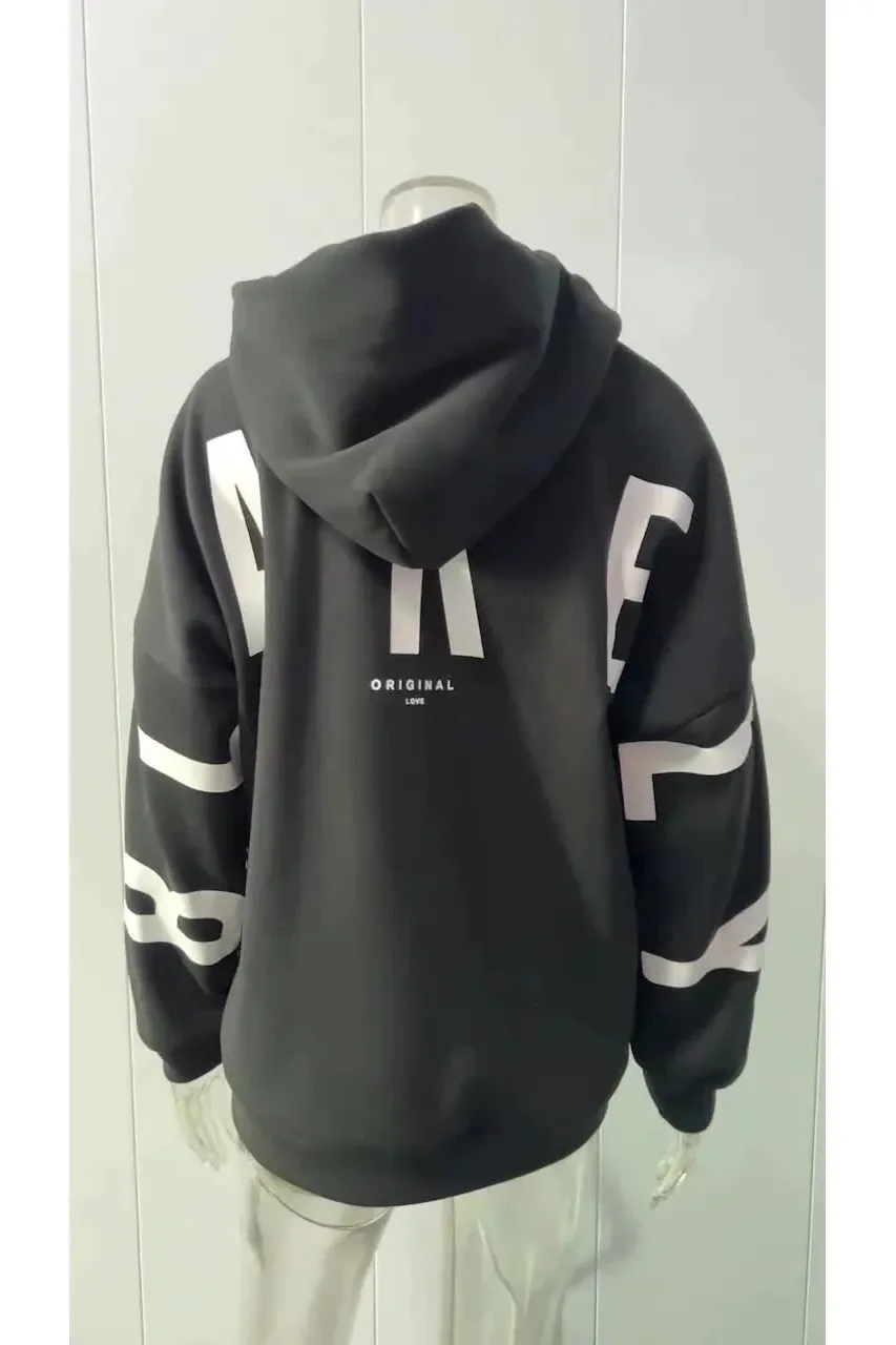 Loose Fit Hoodie with Big Thick Letters - Image 5