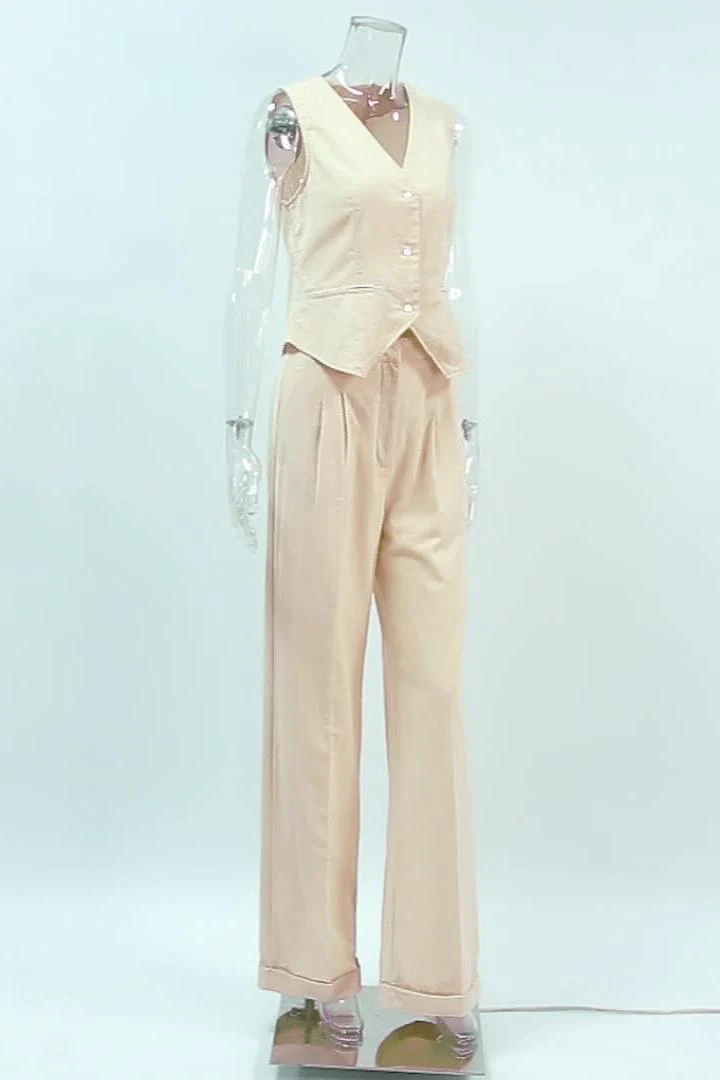 Cotton Linen Sleeveless Vest Suit - Image 7