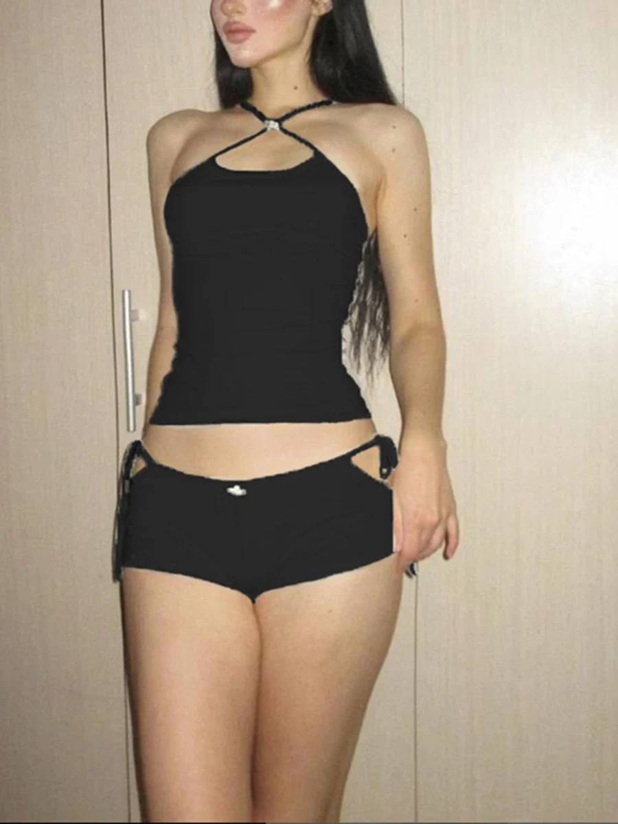 Criss Cross Camisole Shorts Two Piece Set - Image 4