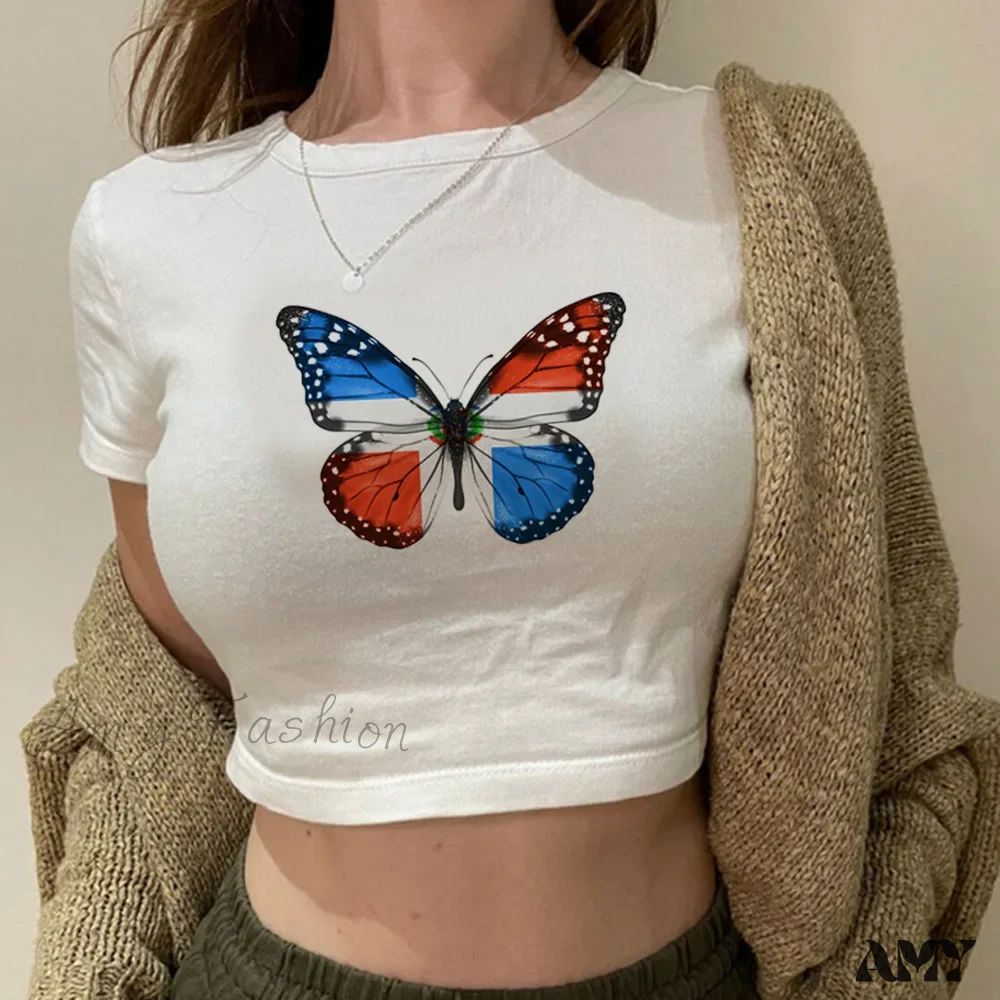 Sexy Women Cyber Fairycore Girl Short Sleeve Crop Top - Image 2