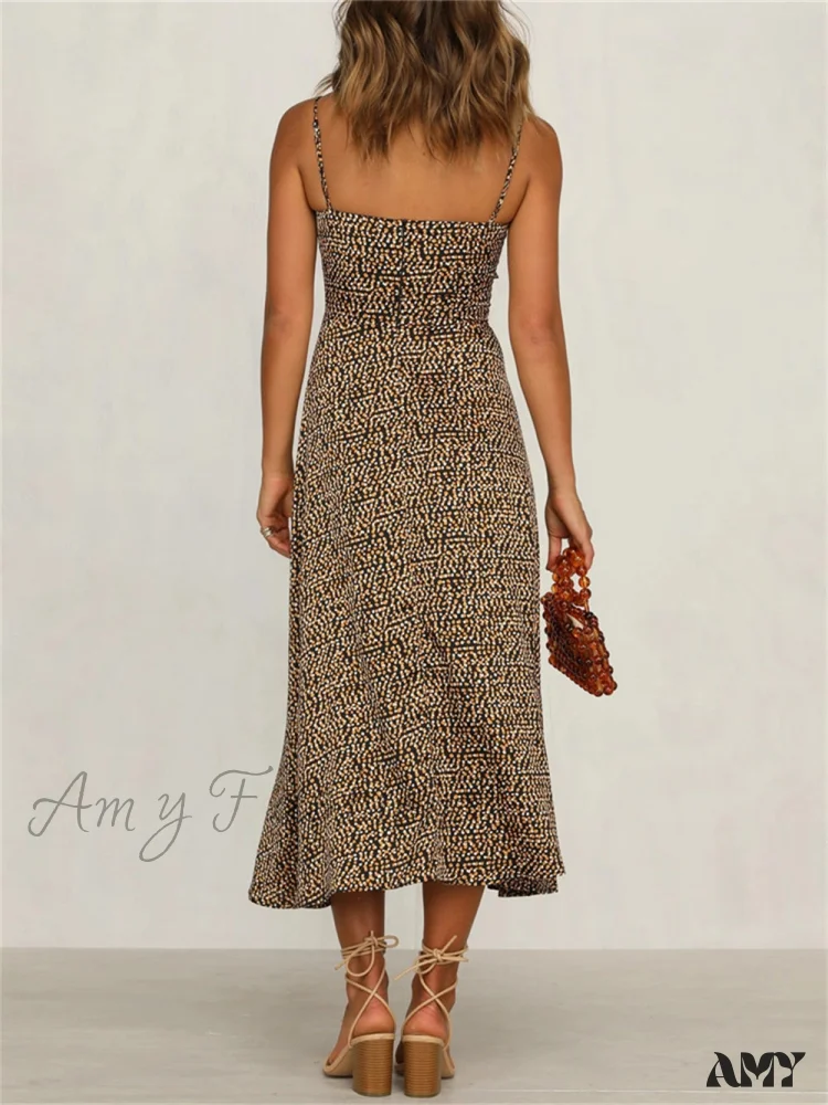 Amy Fashion - Dot Sling Knotted Sexy Hollow Dress - Image 4