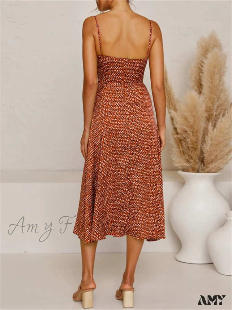 Amy Fashion - Dot Sling Knotted Sexy Hollow Dress - Image 6