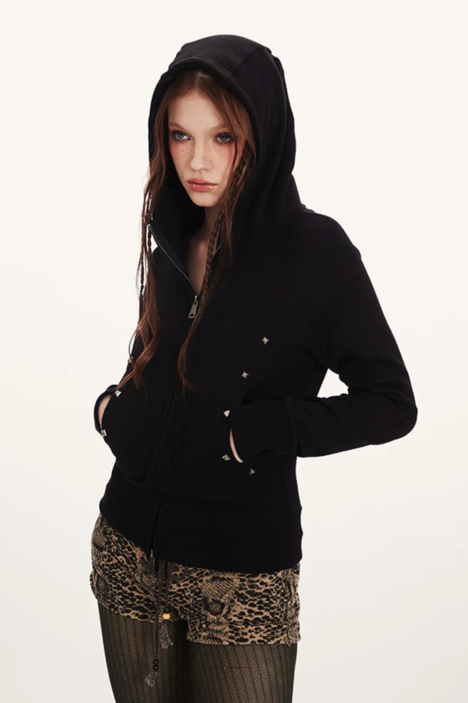 Double-Zip Fitted Short Hoodie - Image 2