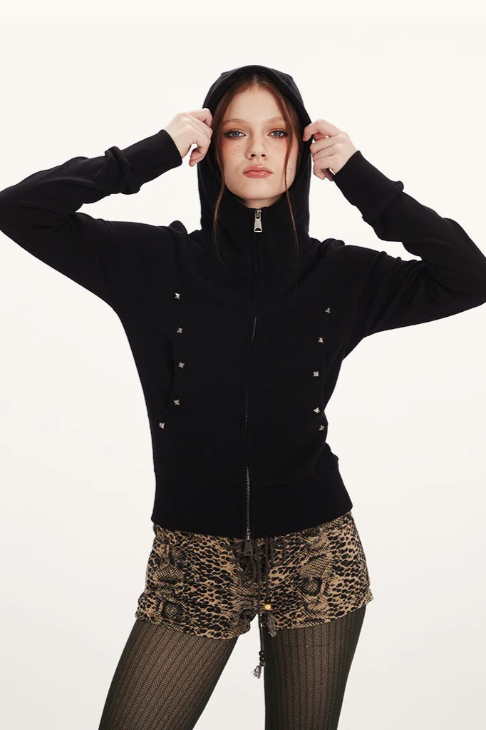 Double-Zip Fitted Short Hoodie - Image 6