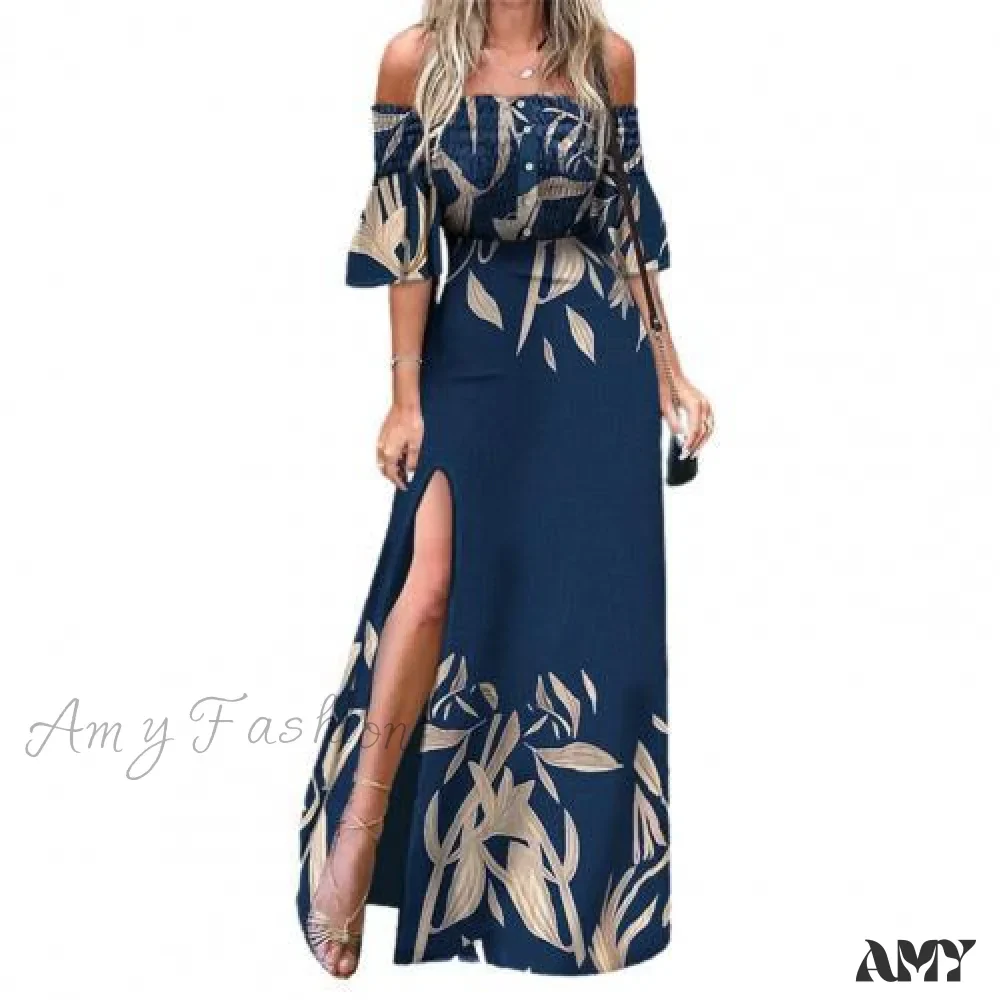 Amy Fashion - Elegant High Split Ruched Buttons Dress - Image 3