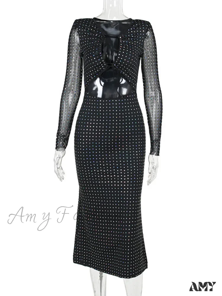 Amy Fashion - Elegant Sequin Sparkle Hollow Out Sexy Boho Dress - Image 5