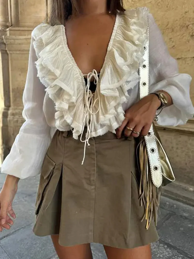 Elegant Tiered Ruffles Blouse - Image 2