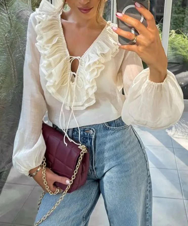 Elegant Tiered Ruffles Blouse - Image 5