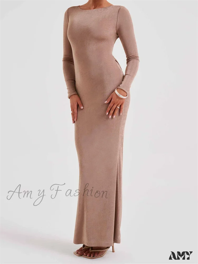 Amy Fashion - Elegant Women Party  Backless Criss-cross Tie-up Bodycon Formal Club  Sleeve Solid Female Vestido