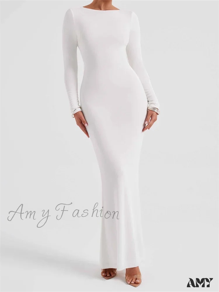 Amy Fashion - Elegant Women Party  Backless Criss-cross Tie-up Bodycon Formal Club  Sleeve Solid Female Vestido - Image 5