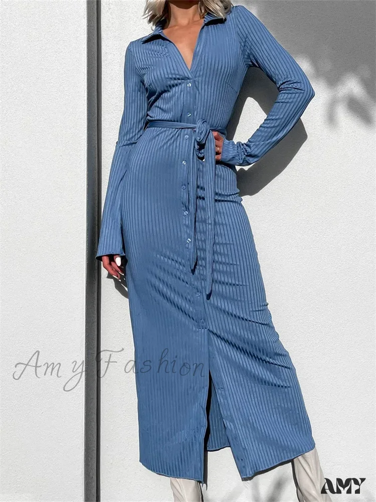 Amy Fashion - Elegant Women Sleeve Shirt Solid Casual Buttons Up Party Beach Cocktail Club Vestido Streetwear - Image 6