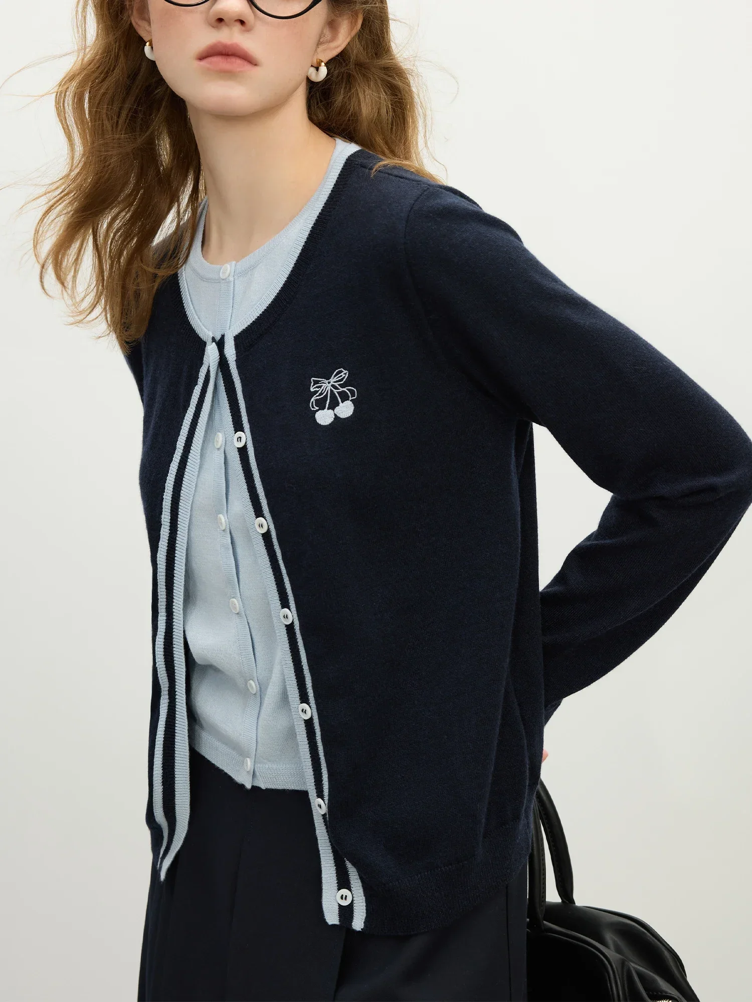 Embroidered Wool Elegant Knit Cardigan - Image 2