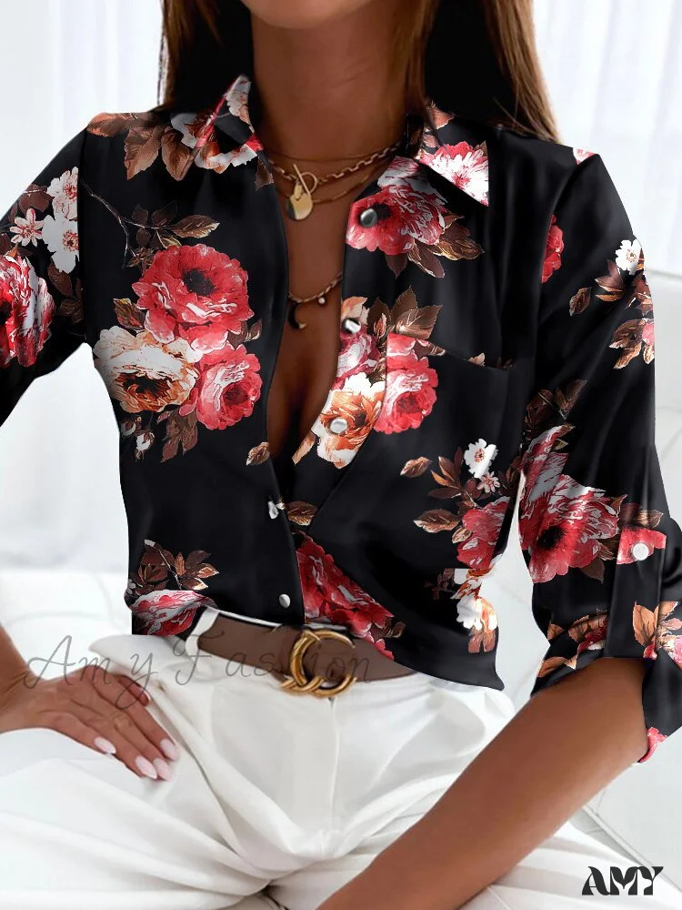 Amy Fashion - Fashion Floral Print Shirt - Image 8