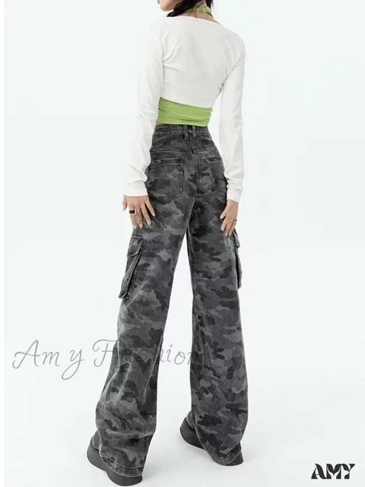 Amy Fashion - Fashion Women's Slacks Aesthetic Clothing Vintage Harajuku New Women Clothes for Teenagers Flare Jean - Image 3