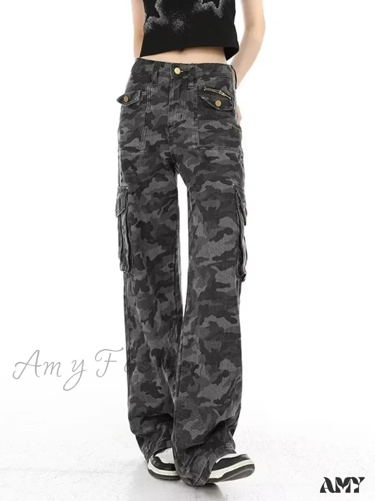 Amy Fashion - Fashion Women's Slacks Aesthetic Clothing Vintage Harajuku New Women Clothes for Teenagers Flare Jean - Image 4