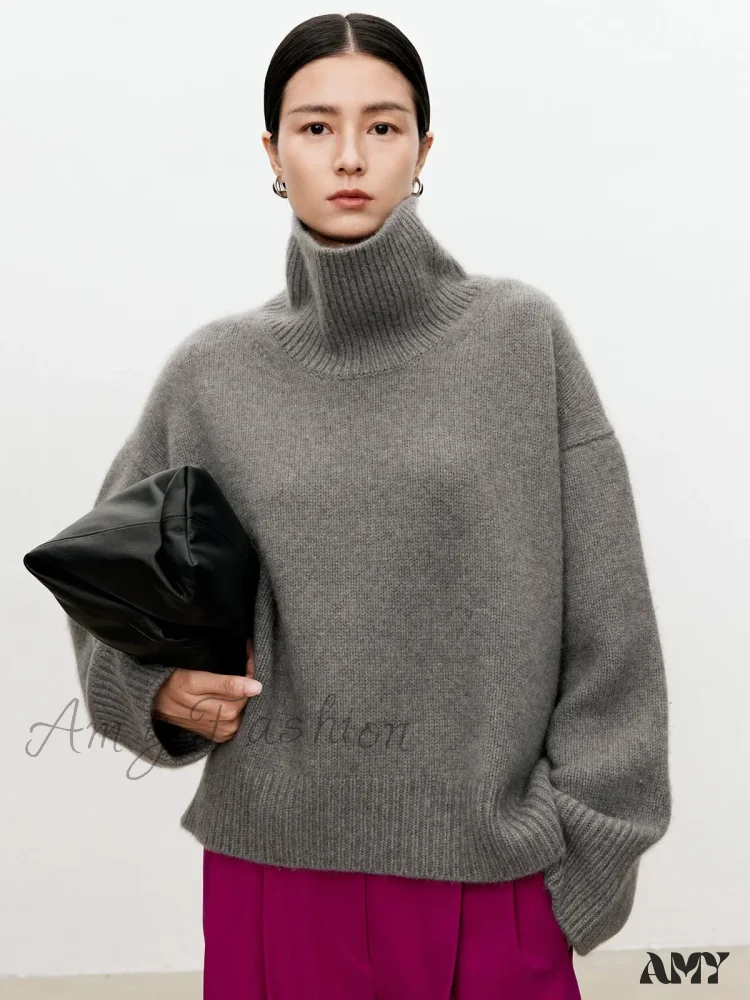 Female Loose Thick Languid Lazy Wind Pullover Knitting Base Wool Stylish Cozy Casual Sweater - Image 2