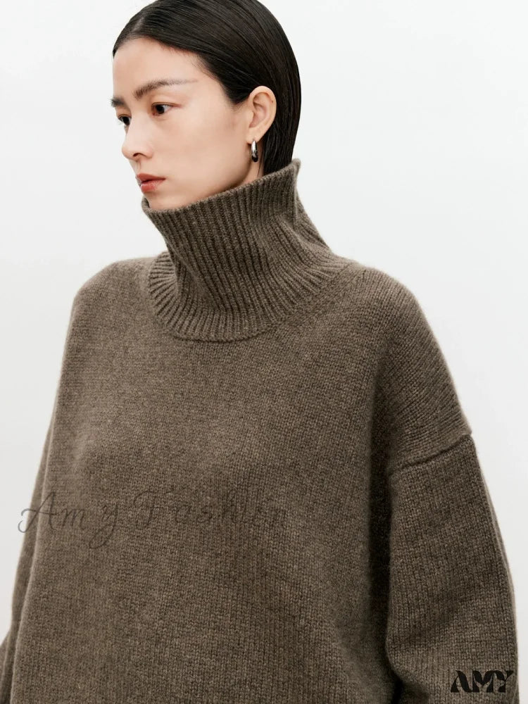 Female Loose Thick Languid Lazy Wind Pullover Knitting Base Wool Stylish Cozy Casual Sweater - Image 3