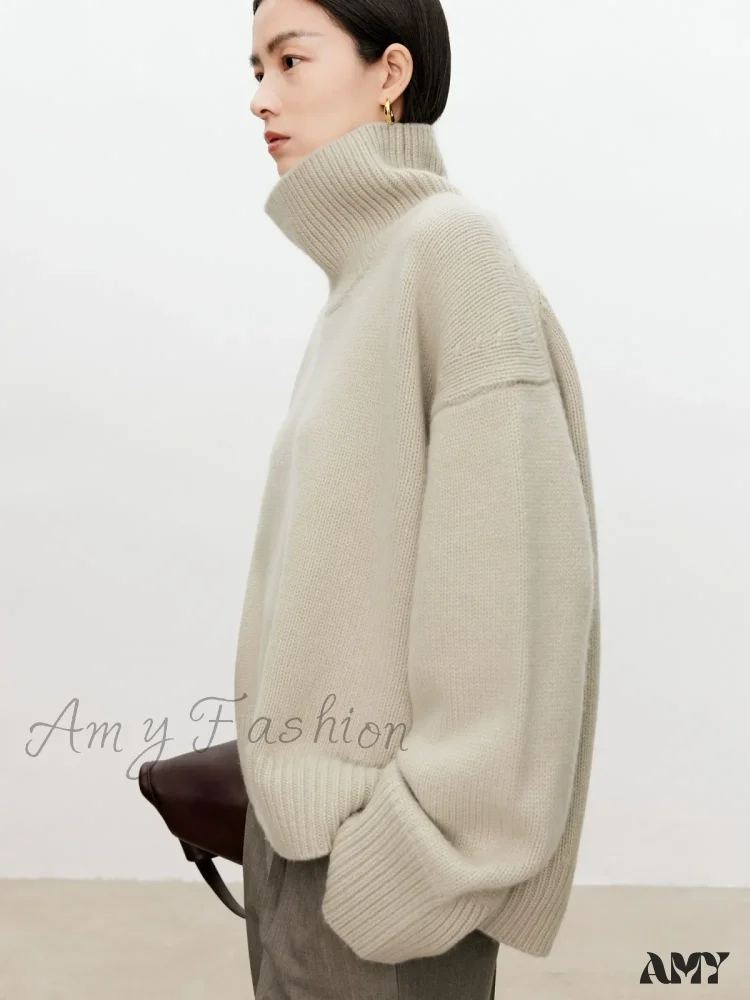 Female Loose Thick Languid Lazy Wind Pullover Knitting Base Wool Stylish Cozy Casual Sweater - Image 5