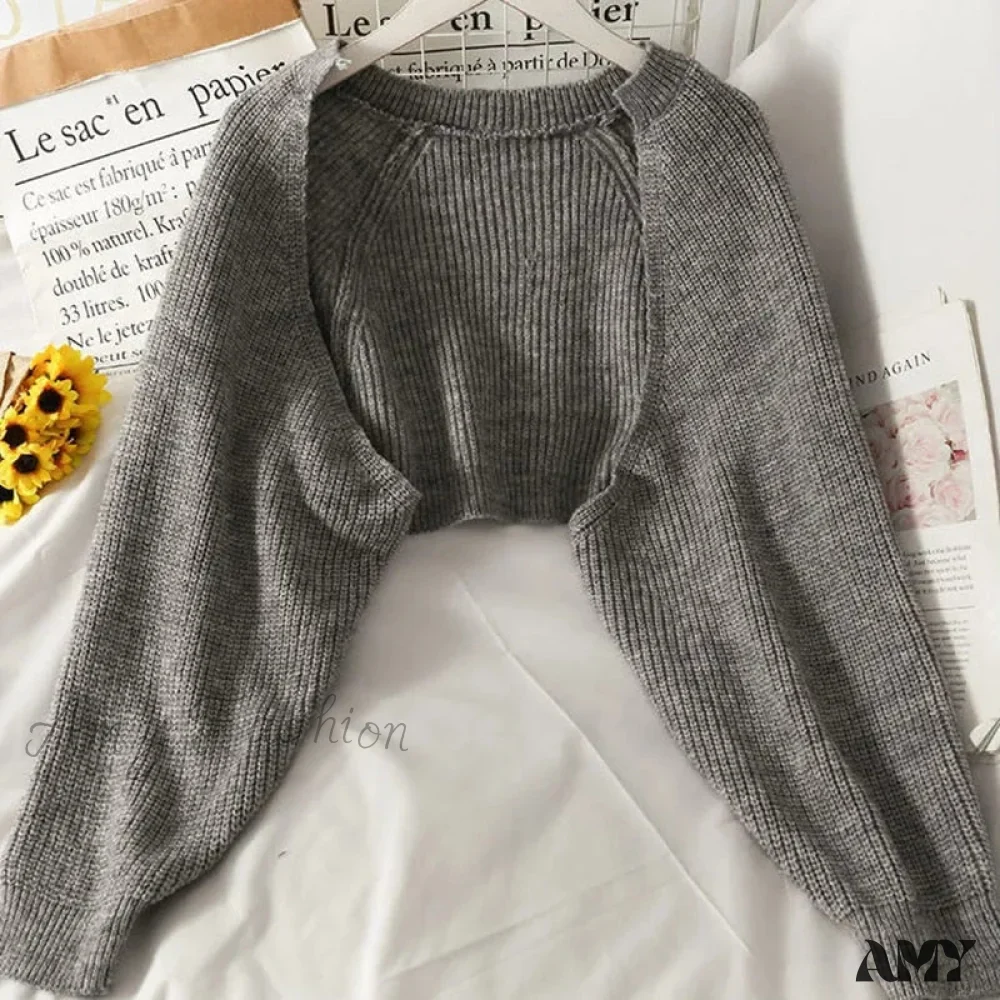 Amy Fashion - Female Solid Casual Chic Short Knitted Cardigans - Image 10