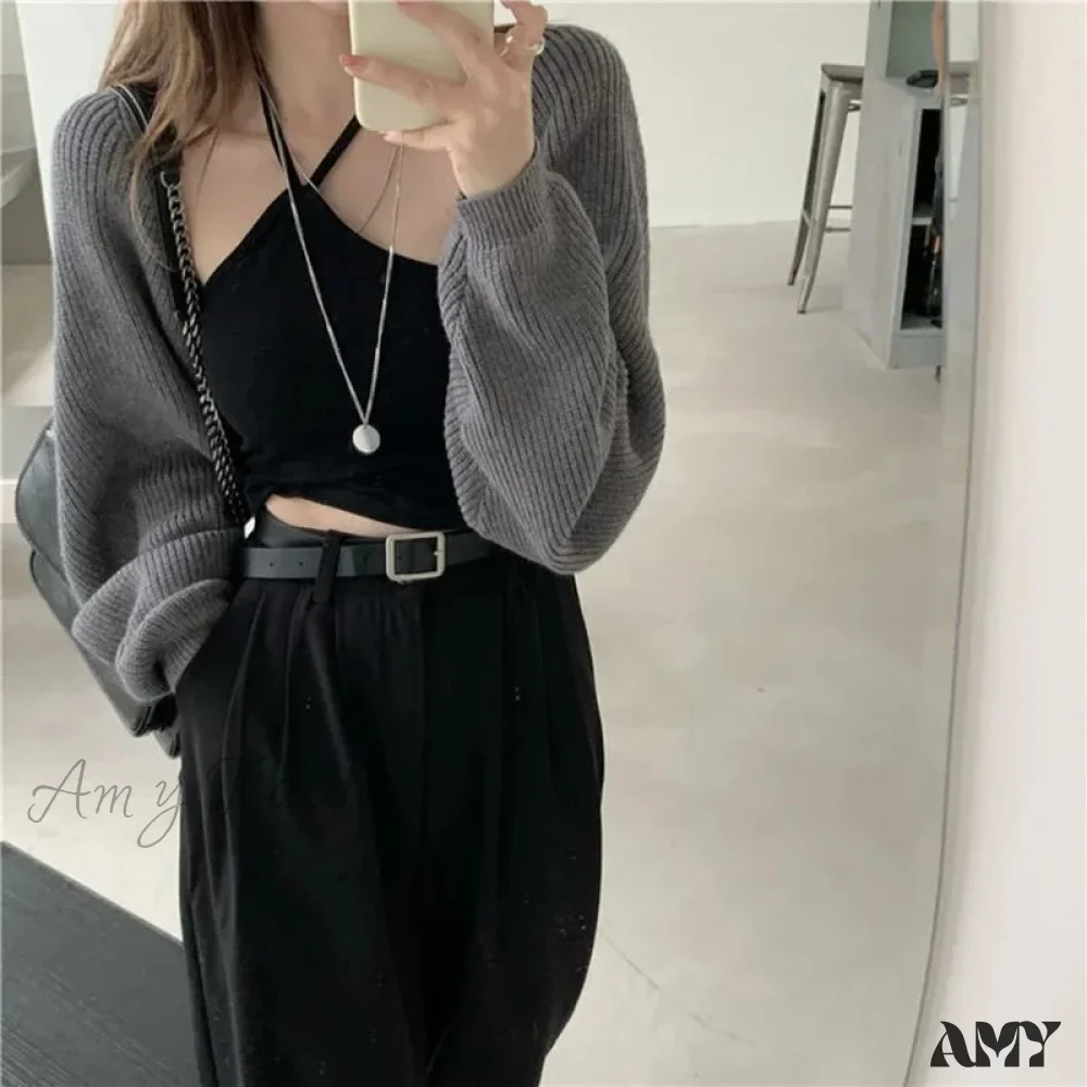 Amy Fashion - Female Solid Casual Chic Short Knitted Cardigans - Image 14