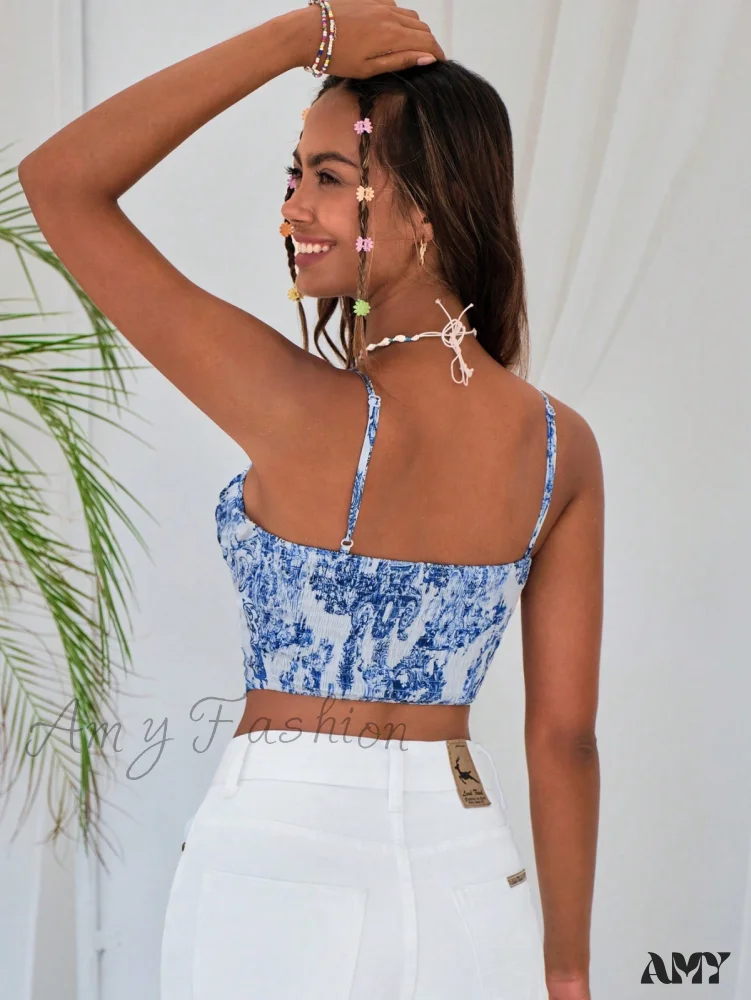 Amy Fashion - Figure & Floral Print Bustier Cami Top - Image 2