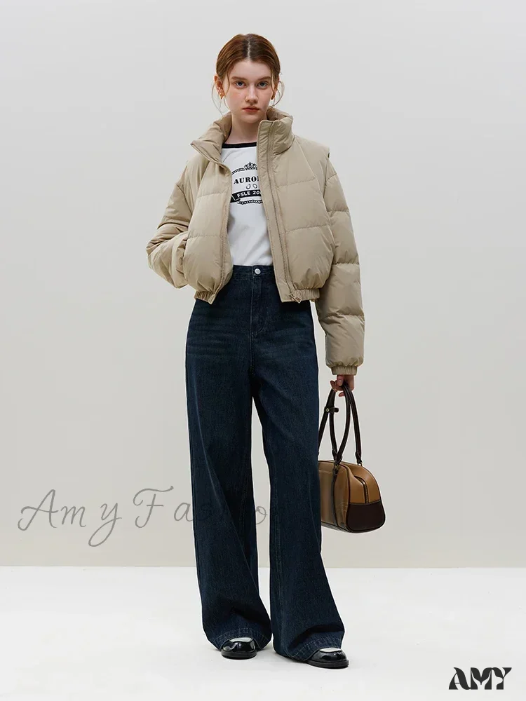 Filling Capacity Korean Style Casual Short Down Stand Collar Commuter Coat - Image 2