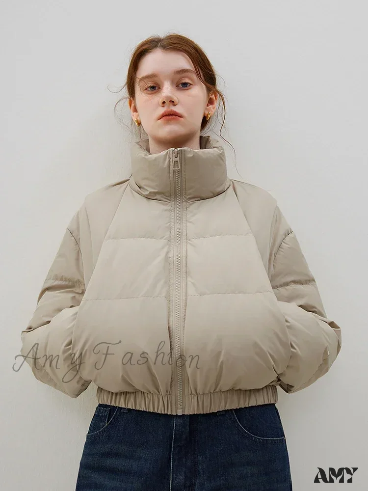 Filling Capacity Korean Style Casual Short Down Stand Collar Commuter Coat - Image 7