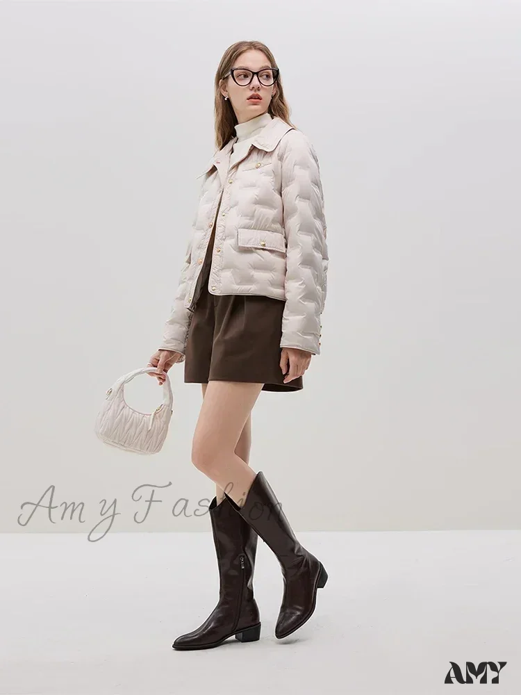 Filling Capacity Lightweight Thin Pink Short Down Shirt Style Coat - Image 5