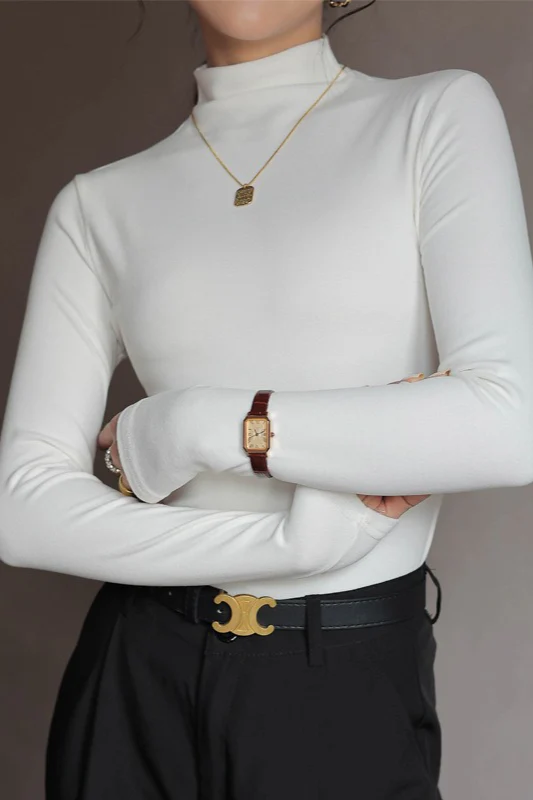 Fleece Mock Neck Slim Solid Base Layer - Image 2