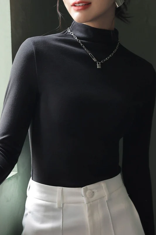 Fleece Mock Neck Slim Solid Base Layer - Image 3