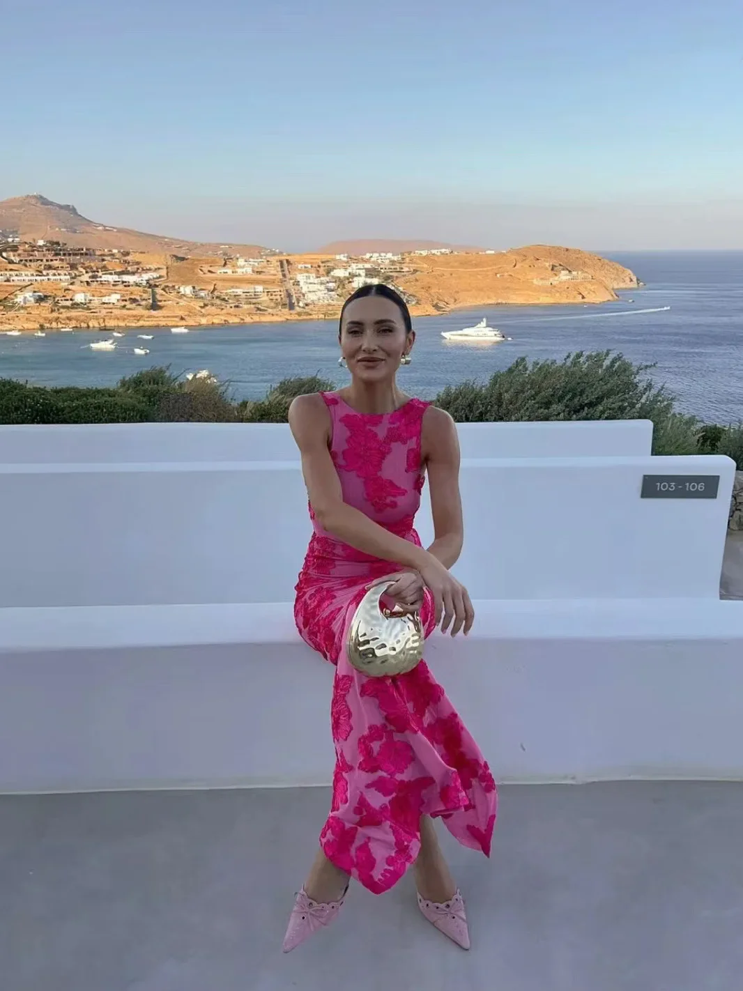 Floral Embroidered Pink Maxi Dress - Image 3