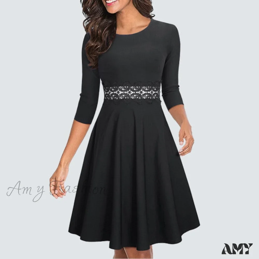 Amy Fashion - Floral Lace Patchwork Sleeveless Tunic Party Swing Dress - Image 21