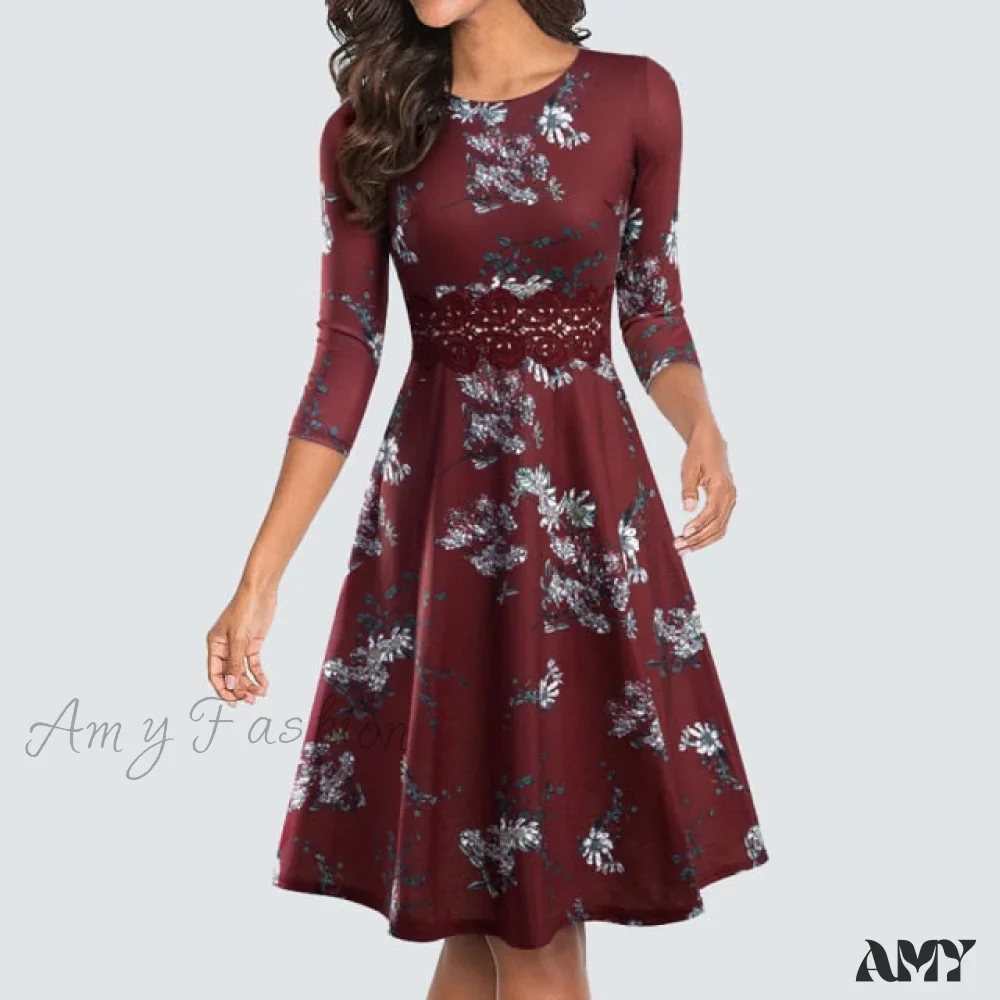 Amy Fashion - Floral Lace Patchwork Sleeveless Tunic Party Swing Dress - Image 22