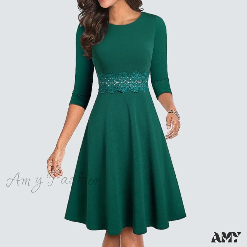 Amy Fashion - Floral Lace Patchwork Sleeveless Tunic Party Swing Dress - Image 25