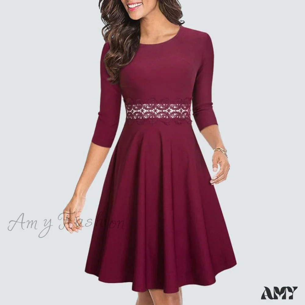 Amy Fashion - Floral Lace Patchwork Sleeveless Tunic Party Swing Dress - Image 6