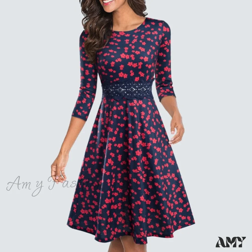 Amy Fashion - Floral Lace Patchwork Sleeveless Tunic Party Swing Dress - Image 9