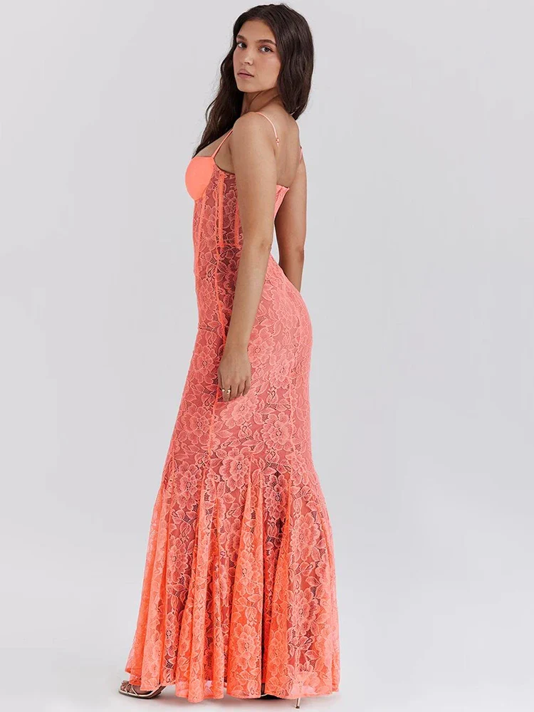 Floral Lace Spaghetti Strap Bodycon Dress - Image 2