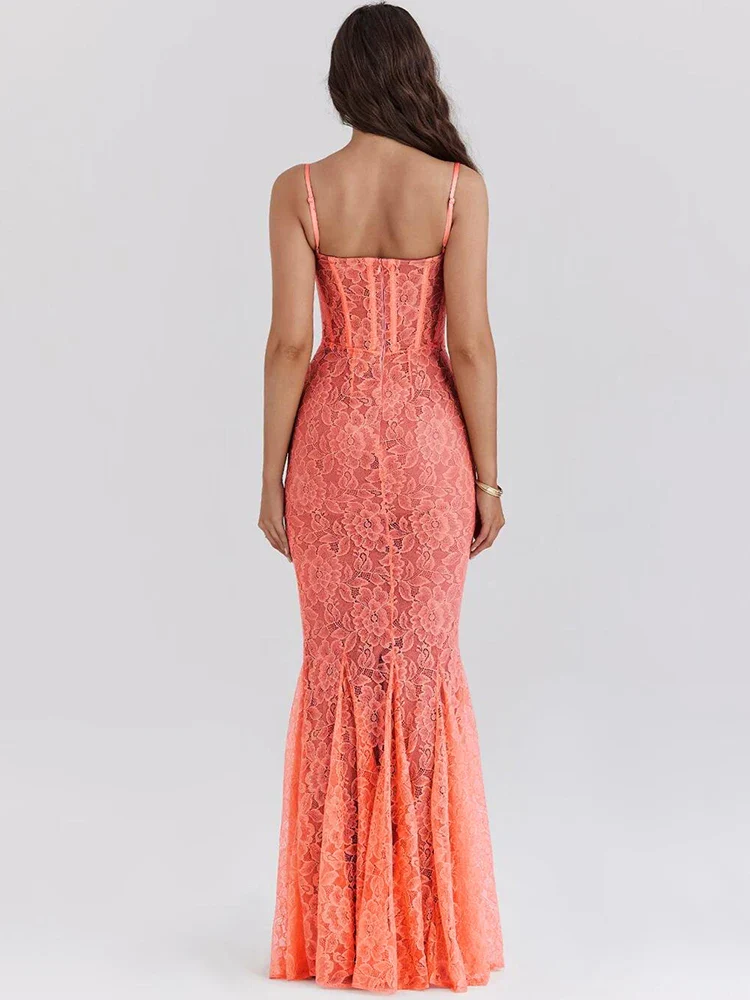Floral Lace Spaghetti Strap Bodycon Dress - Image 3