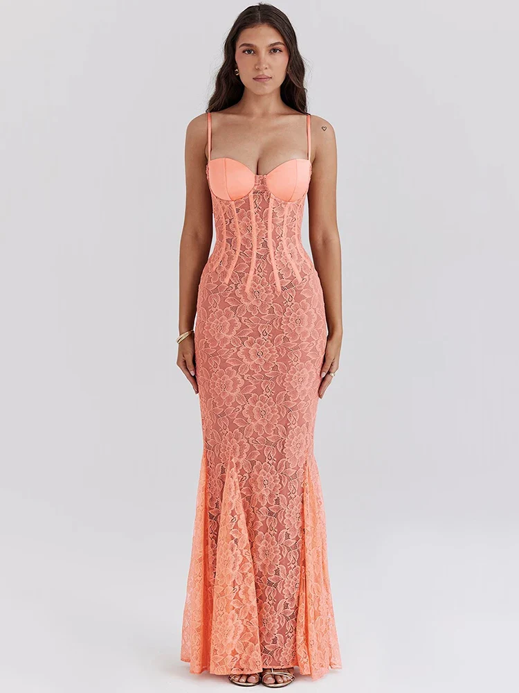 Floral Lace Spaghetti Strap Bodycon Dress - Image 7