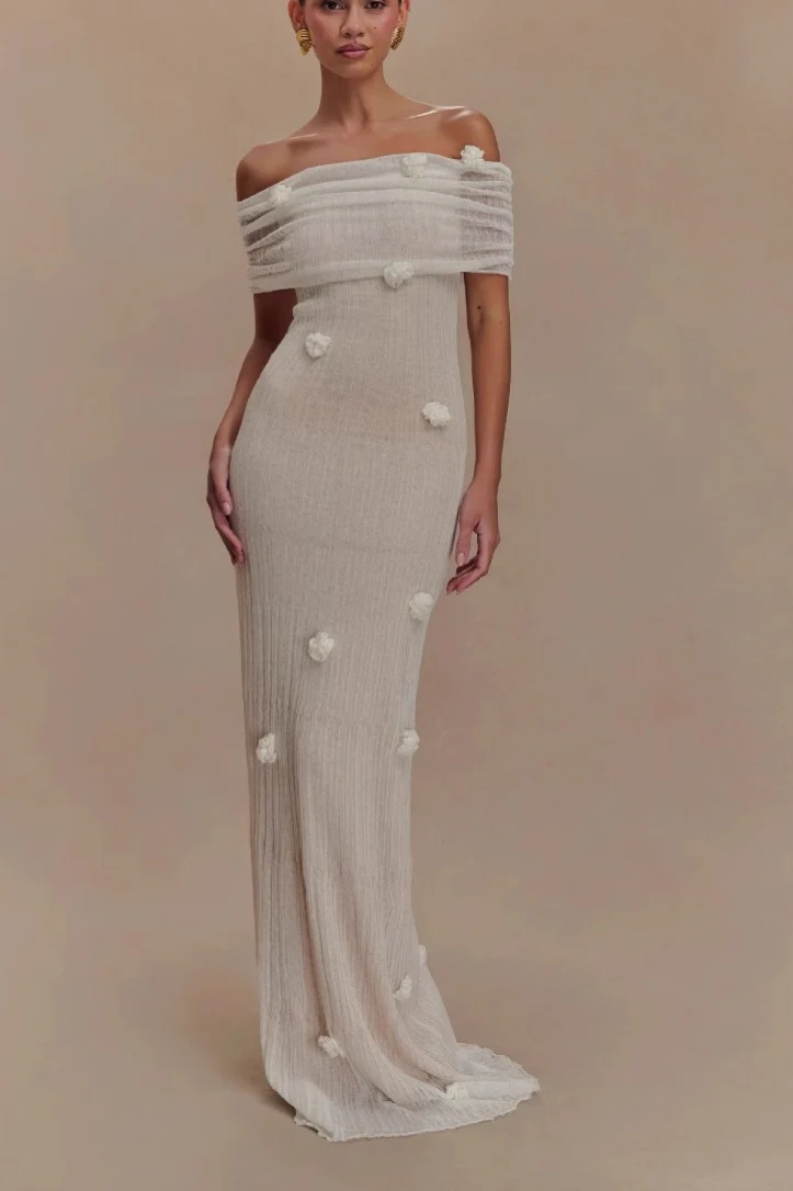 Floral Off-Shoulder Strapless Maxi Party Dress - Image 2