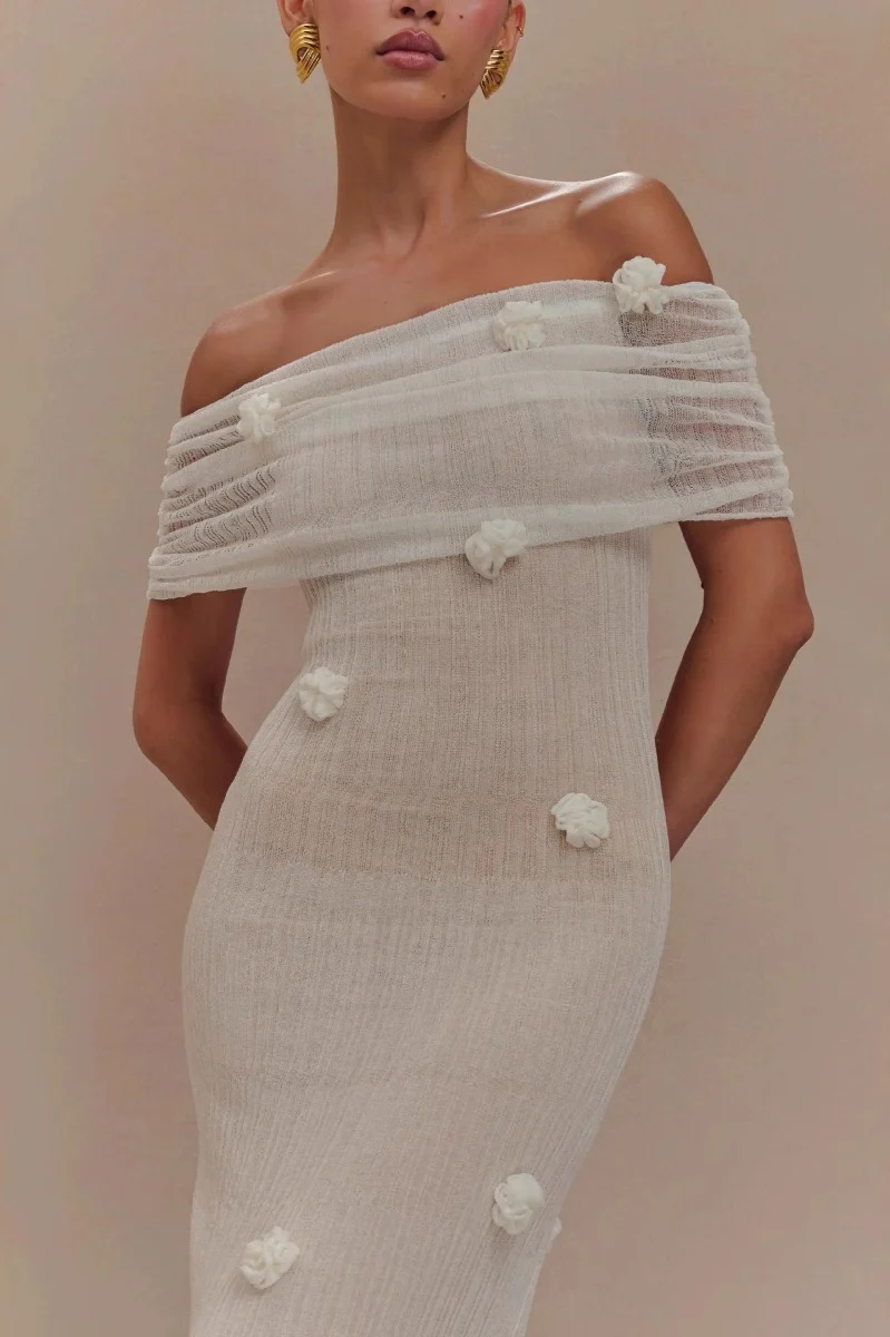 Floral Off-Shoulder Strapless Maxi Party Dress - Image 3