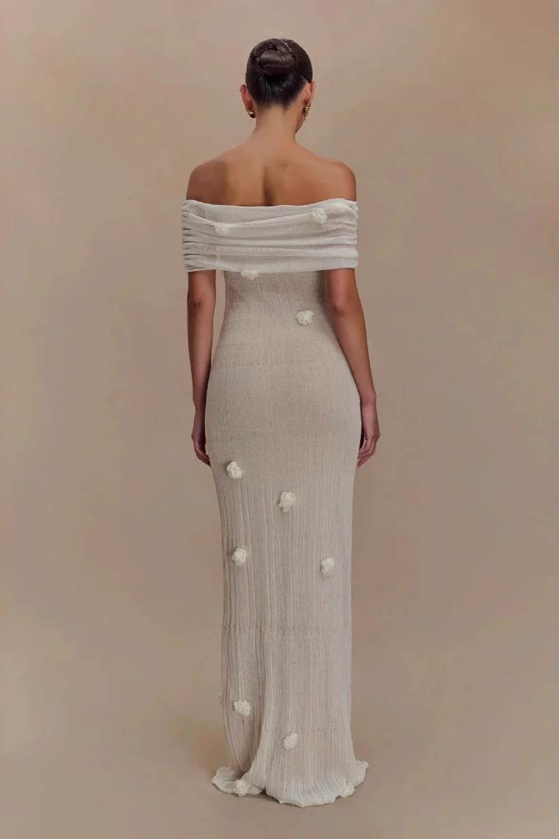 Floral Off-Shoulder Strapless Maxi Party Dress - Image 4