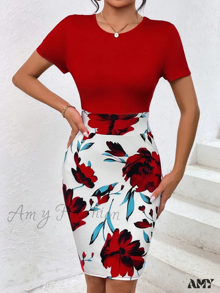 Amy Fashion - Floral Print Bodycon Dress - Image 3