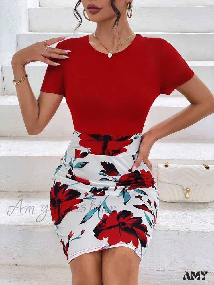Amy Fashion - Floral Print Bodycon Dress - Image 6