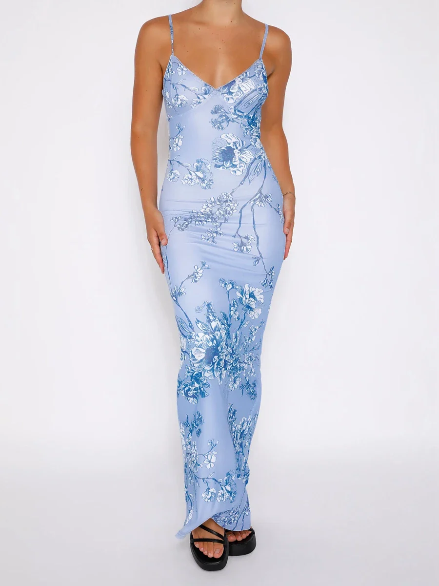 Floral Sleeveless V-neck Vacation Dress - Image 3