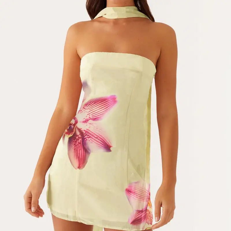 Floral Strapless Bodycon Vacation Dress - Image 2