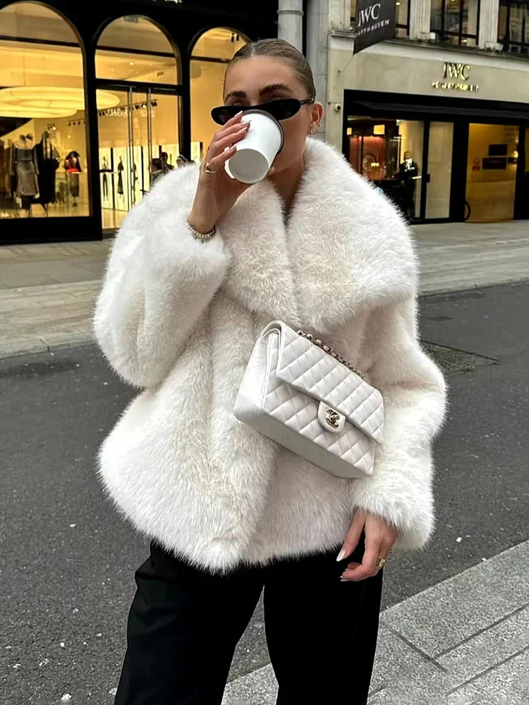 Fluffy Fox Fur Lapel Streetwear Coat - Image 2