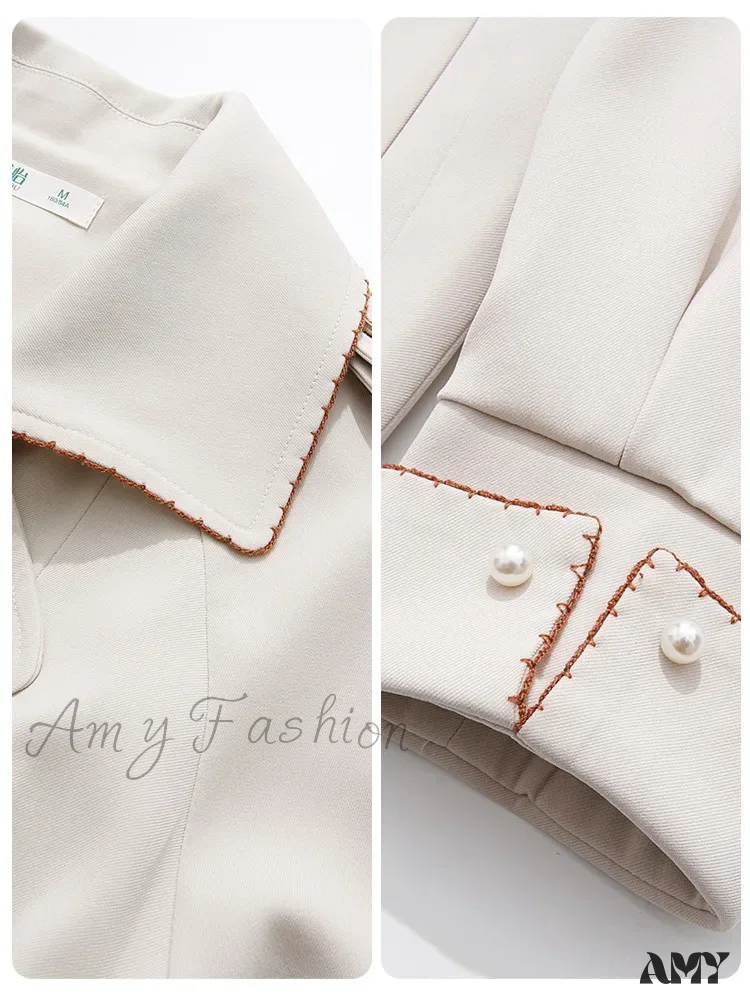 French Gentle Mid Long Casual Solid Office Lady Windbreaker Coat - Image 5