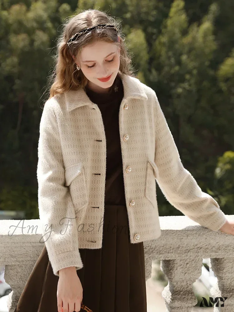 French Small Fragrance Lapel Vintage Quality Warm Leisure Coat - Image 2